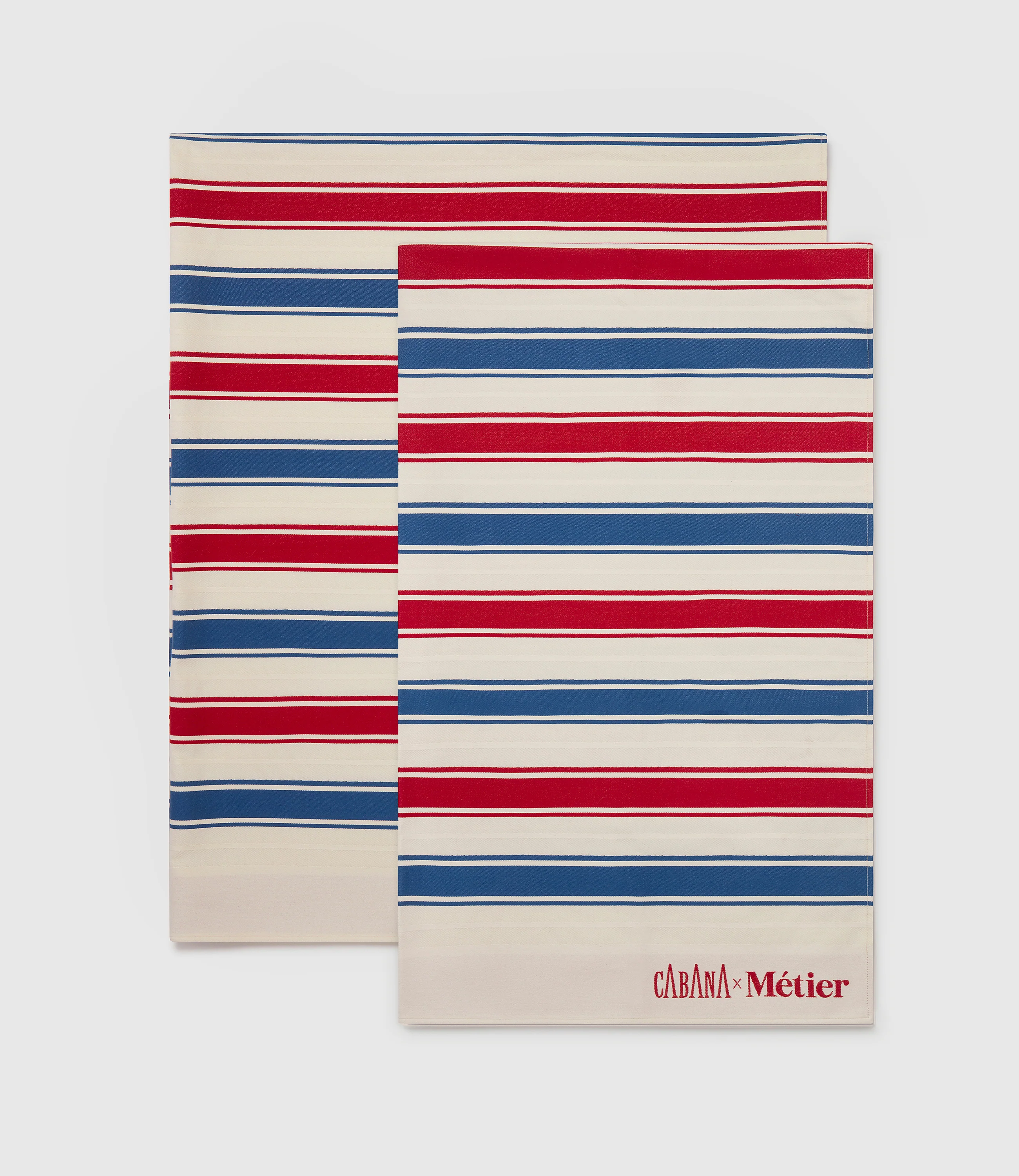 Large Beach Blanket Sustainable Cotton Red and Blue Stripe - Image 3