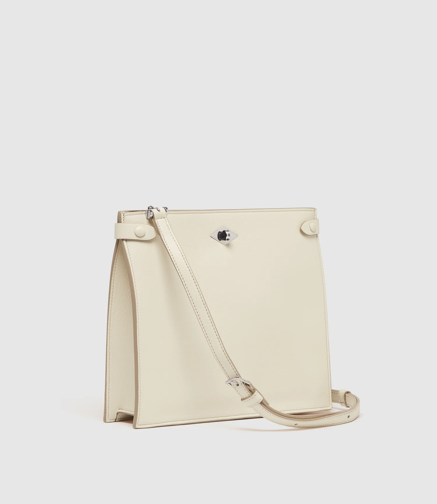 Stowaway Crossbody Smooth Calfskin White Sand with Silver Hardware - Image 3