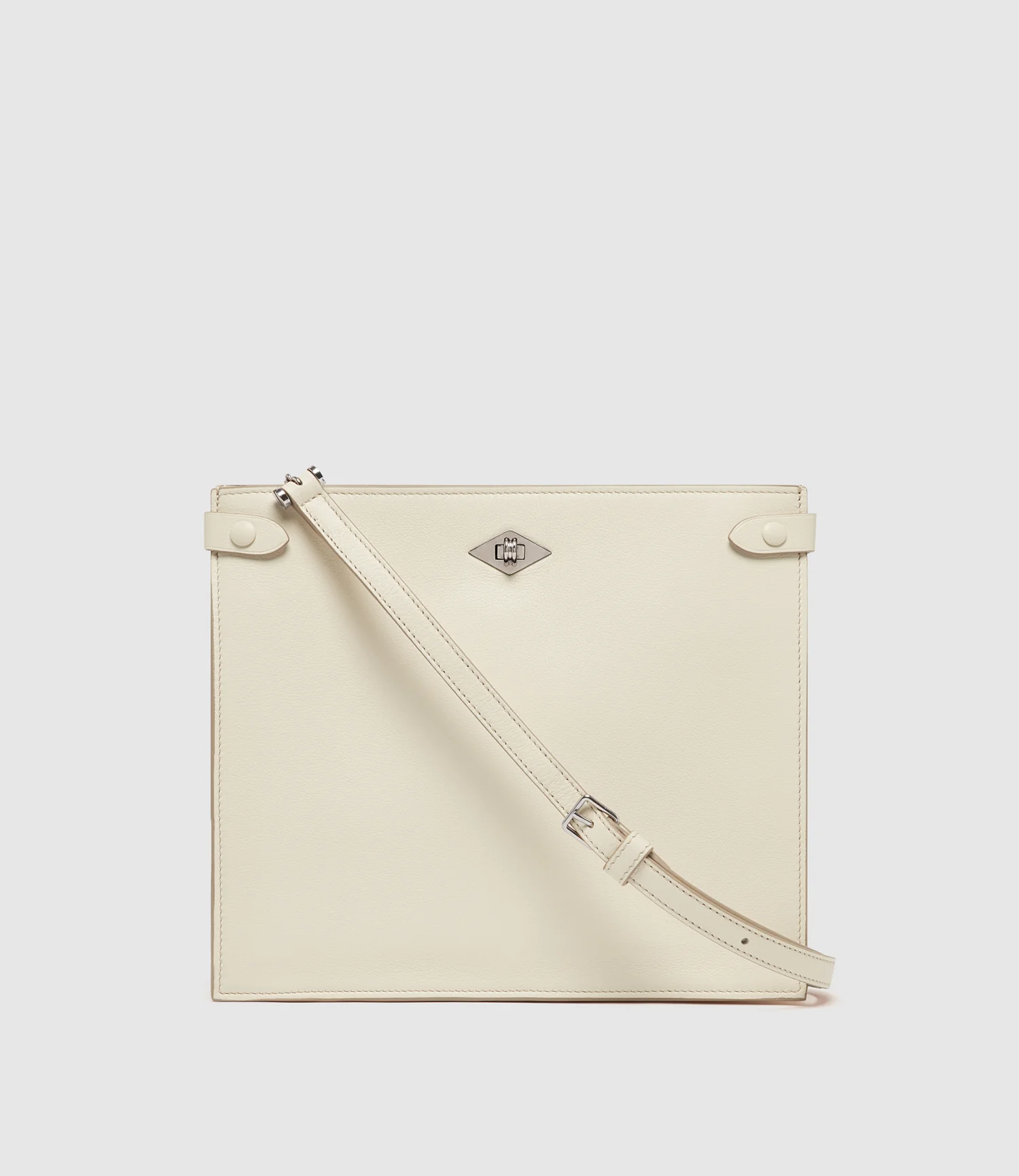 Stowaway Crossbody Smooth Calfskin White Sand with Silver Hardware - Image 6