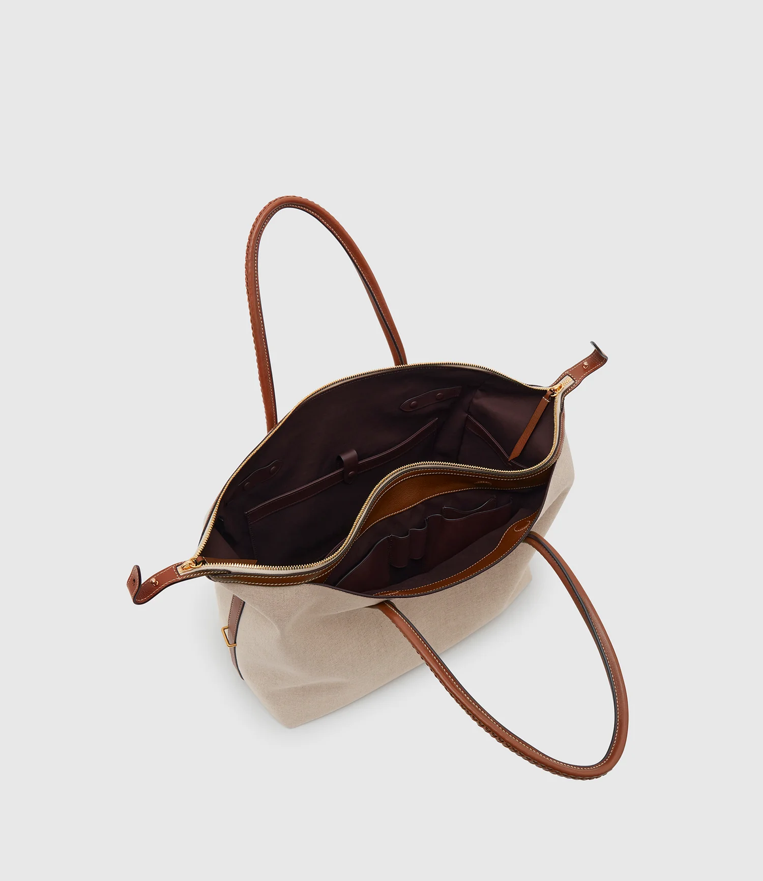 Vérité All Day Bag Natural Linen with Cognac - Image 3