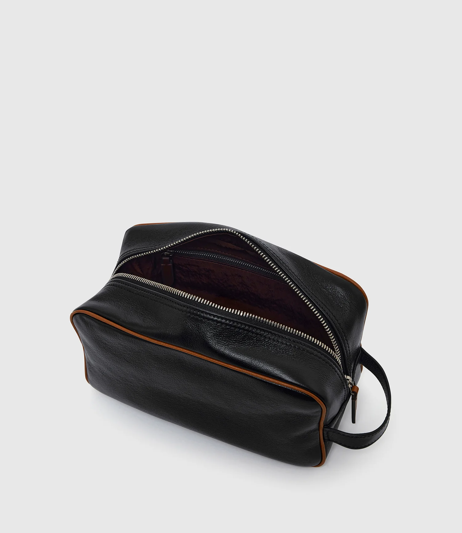 Wash Bag Elvis Black with Buffalo Cognac - Image 2