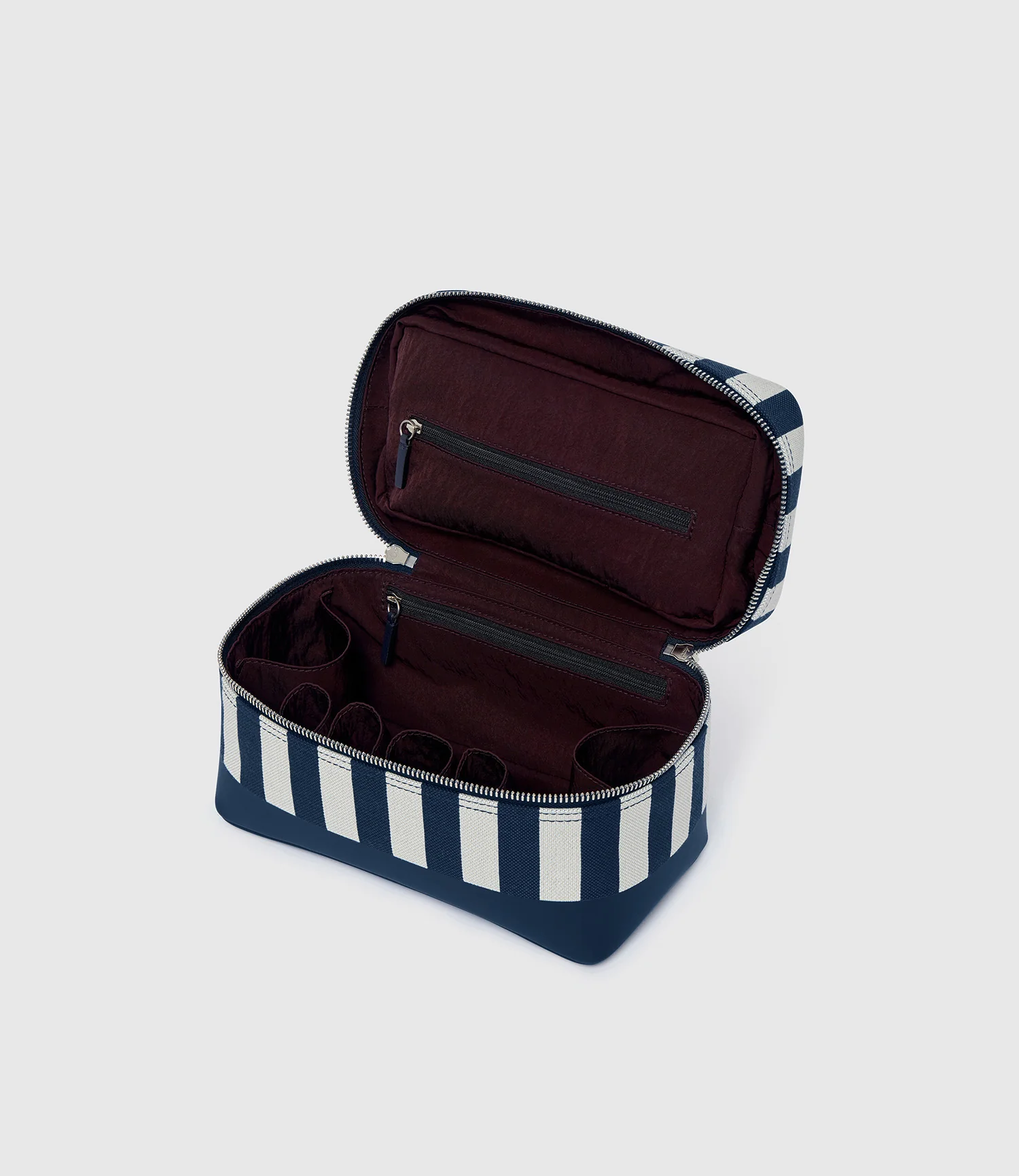Westman Atelier By Métier Oversized Makeup Train Case Jacquard Navy Stripe - Image 3